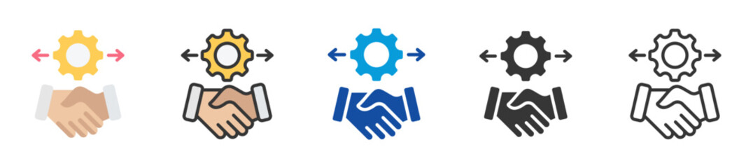 cooperation icon set multi style various collection