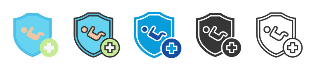 childcare icon set multi style various collection