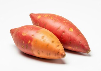 Two sweet potatoes isolated on white background