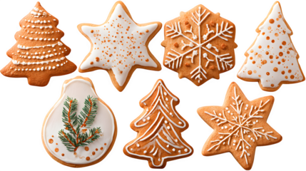set of christmas cookies isolated on white backgound