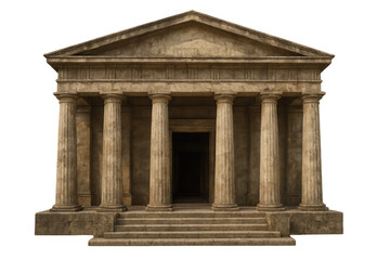 Obraz premium Ancient greek temple design symbolizing history, culture, and civilization, featuring stone columns and steps on transparent background