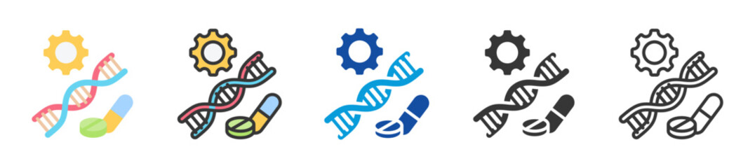 gene therapy icon set multi style various collection
