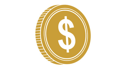 Obraz premium A golden coin with a dollar sign is depicted against a white background.