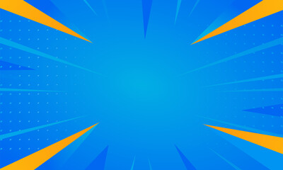 Blue abstract radial burst background design, blue dynamic background with bright orange accent, modern pop art style, energetic blue abstract background illustration
