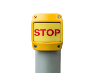 Yellow stop button on bus isolated on transparent background