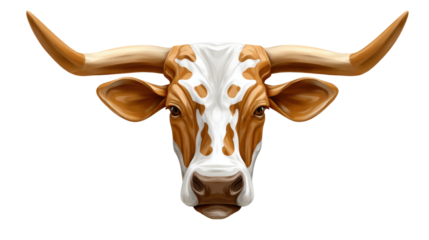 Texas Longhorn Cow Head Illustration Isolated on White Background