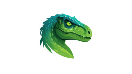 Obraz premium Green Cartoon Dinosaur Head Isolated on White Background