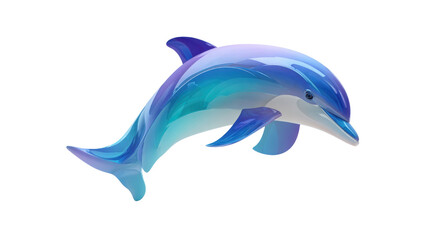 Obraz premium Glossy Blue Dolphin Sculpture Isolated on White Background