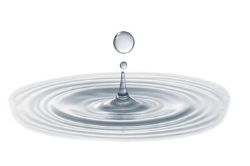 Water drop creating splash and ripple effect