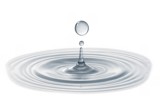 Water drop creating splash and ripple effect