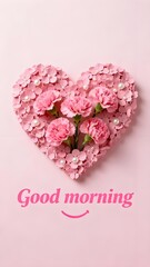 pink flower heart on a pink background