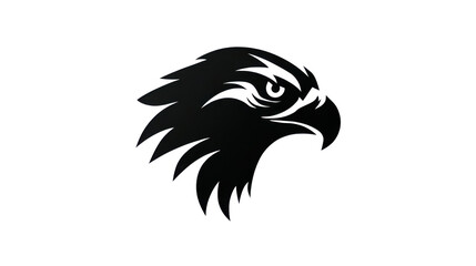 Fototapeta premium Black and White Eagle Head Silhouette Logo Isolated on White Background