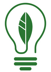 Eco Energy Logo Design with Green Leaf and Light Bulb Icon