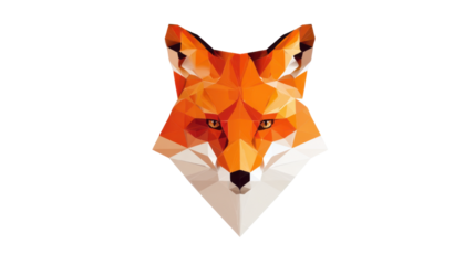 Low Poly Geometric Fox Head Isolated on White Background