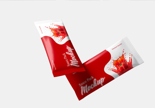 Floating Sauce Pack Mockup Template