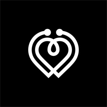 A modern, professional heart formed by continuous, fluid lines of a stethoscope. It symbolizes compassionate care, heart health technology, and a futuristic commitment to medical innovation.