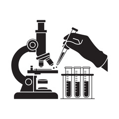 Microscope and Test Tube Research Silhouette Vector Icon