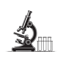 Microscope with Two Eyepieces Silhouette Vector Illustration