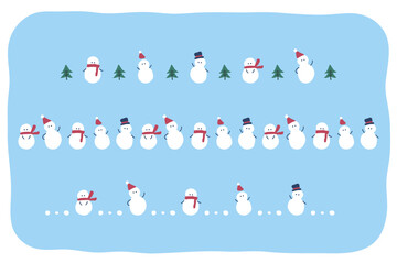 クリスマスの雪だるまラインセット