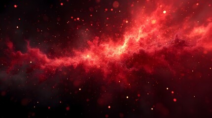 Vibrant red nebula in deep space.