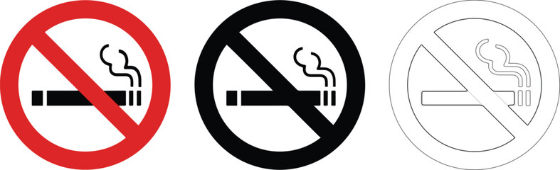 No Smoking vector icon isolated on white background — prohibition sign symbol for health, safety, and public area restriction awareness © MuhammadKhizar