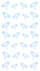 Blue Glowing Spider Lily Silhouette Vertical Pattern