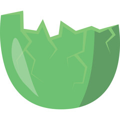 Cracked Green Egg Shell Fragment with Jagged Edges on Transparent Background