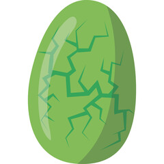 Cracked Green Egg Symbolizing New Beginnings and Potential on a Transparent Background