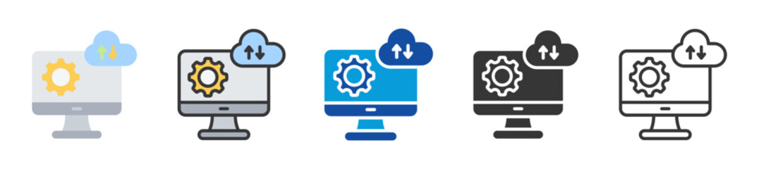 cloud computing icon set multi style various collection