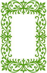 Elegant Green Leafy Scrollwork Border Frame, frame border design, glass decoration corner design, cover decoration, Ceramic tiles frame border.