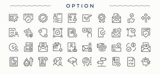 Set of Choice line icon. Pack of decision, mark, select, decide, selection and more. Vector outline icons collection. Select linear icon collection. Vector illustration. Pixel perfect.