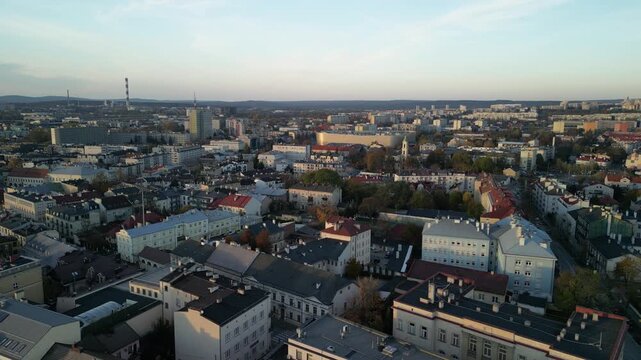 Kielce - Polska - widok z powietrza na miasto, zabudowa, nowe apartamentowce, galeria