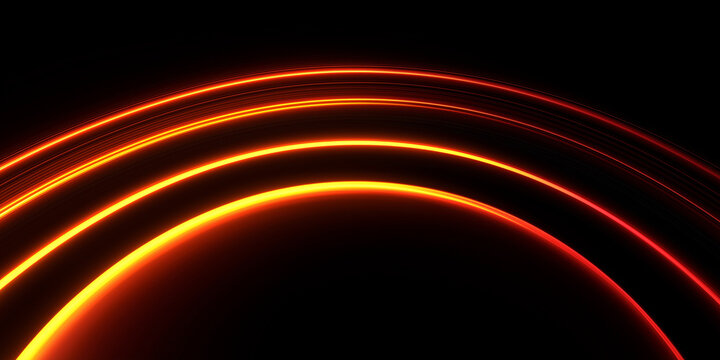 Orange arcs of light illuminating the darkness against a black background
