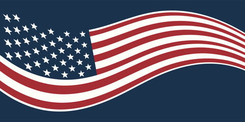 USA flag banner design featuring blue border and waving stripes, perfect for national celebrations and patriotic backgrounds.