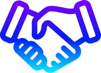 Modern Blue Gradient Line Icon of a Business Handshake