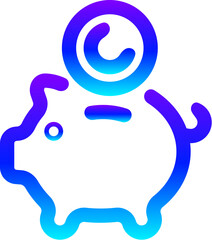 Modern Blue Gradient Line Icon of a Piggy Bank