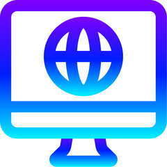 Modern Blue Gradient Line Icon of a Web Browser on Monitor
