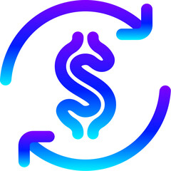 Modern Blue Gradient Line Icon of Money Exchange