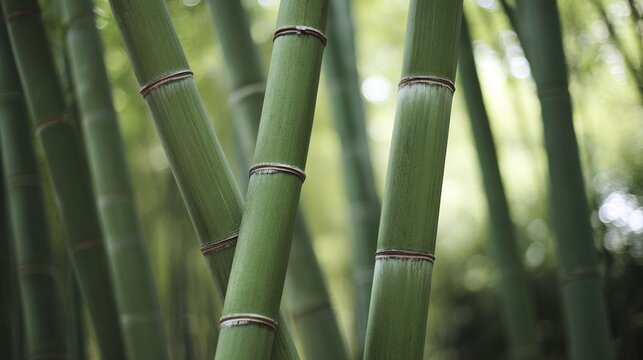 clacking. Bamboo stalks swaying and clacking in forest breeze with filtered daylight and motion blur. gardening catalogs, home-decor guides, designed for home decor and floral branding.