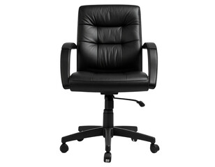 Fototapeta premium Black Office Salon Chair – Front View Professional Seating PNG