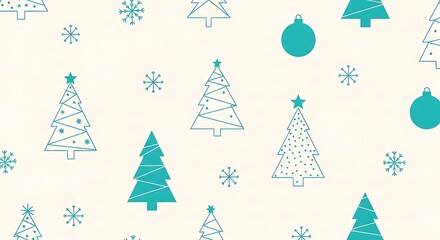 Seamless christmas pattern with christmas tree and snowflakes isolated on white background