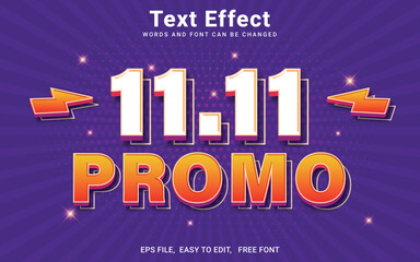 Editable 3d 11.11 promo text effect vector style in Illustrator