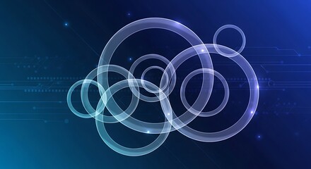 Abstract technology background with transparent circles and lines design