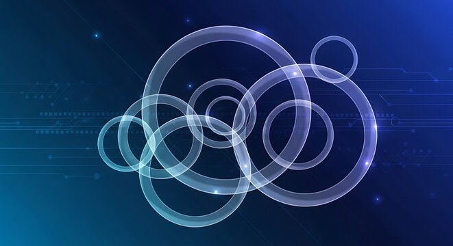 Abstract technology background with transparent circles and lines design - Powered by Adobe