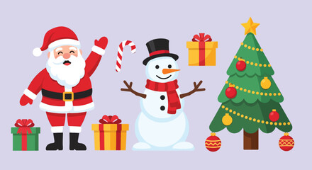 Festive Christmas Characters and Decorations Collection.