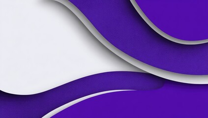 A dynamic design featuring layered, wavy shapes in vibrant purple and white.