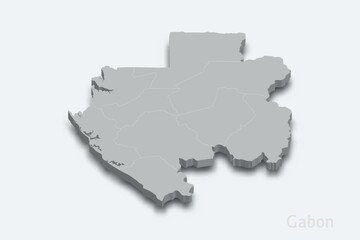 Fototapeta premium Gabon 3d map with borders regions
