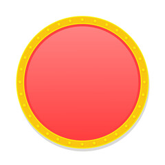 A red round frame with a yellow border isolated on a white background. 