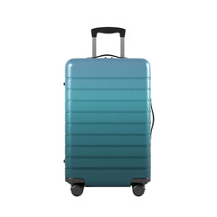 Stylish blue gradient carry-on suitcase with telescoping handle and wheels
