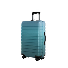 Stylish teal rolling suitcase for travel
